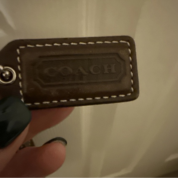 Coach Dark Brown Leather Shoulder Bag with Silver Accents